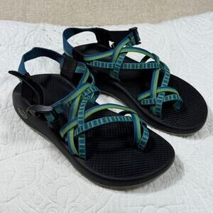 Chaco Women's Green/Blue 9 ZX2 Yampa River Pattern Sport Sandals Outdoor Travel